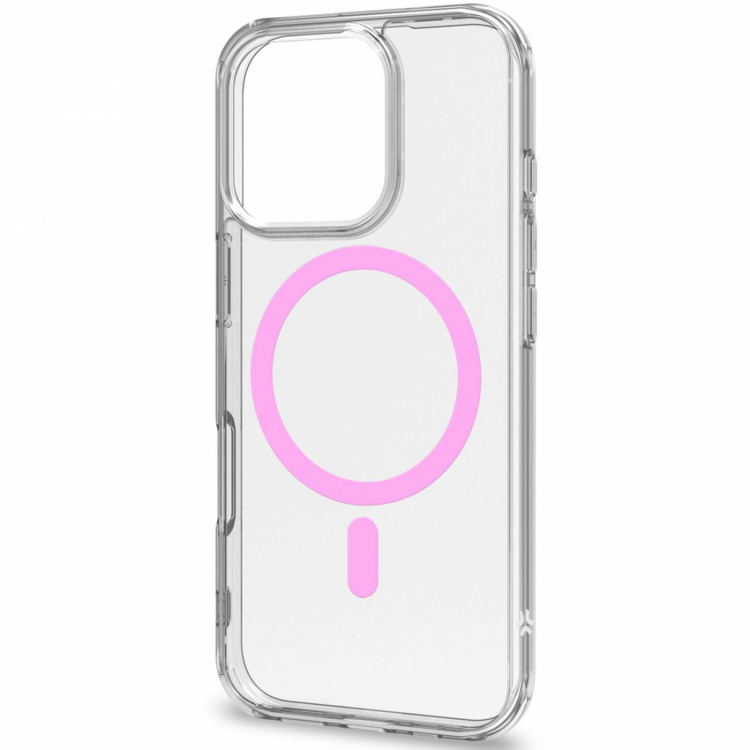 Celly Gelskinmag Magnetic Cover MagSafe iPhone 16 Pro Transparent + Rosa
