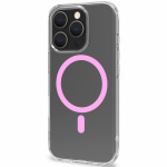 Celly Gelskinmag Magnetic Cover MagSafe iPhone 16 Pro Transparent + Rosa