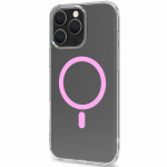 Celly Gelskinmag Magnetic Cover MagSafe iPhone 16 Pro Max Transparent + Rosa