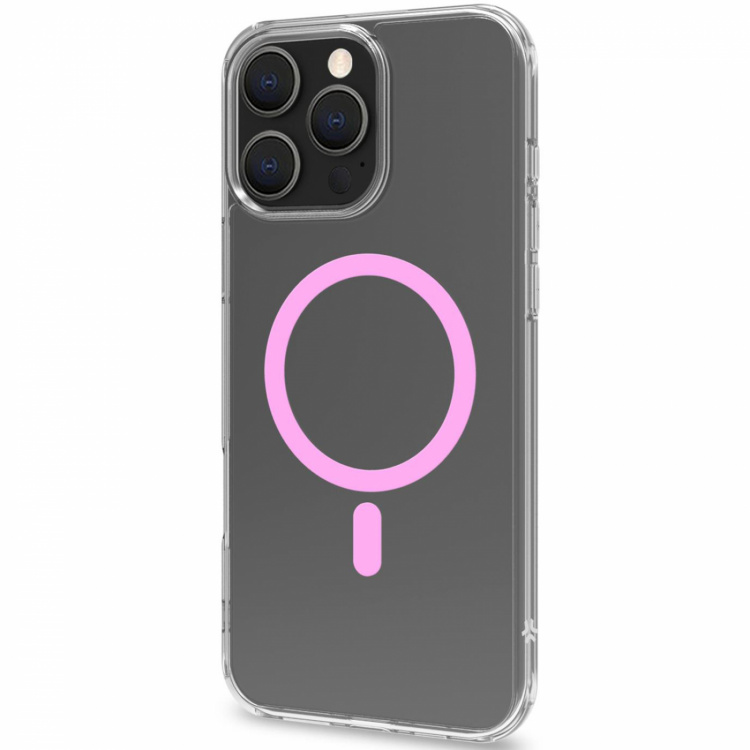 Celly Gelskinmag Magnetic Cover MagSafe iPhone 16 Pro Max Transparent + Rosa