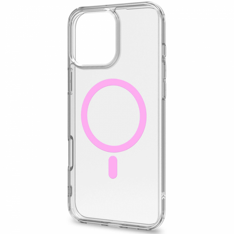 Celly Gelskinmag Magnetic Cover MagSafe iPhone 16 Pro Max Transparent + Rosa