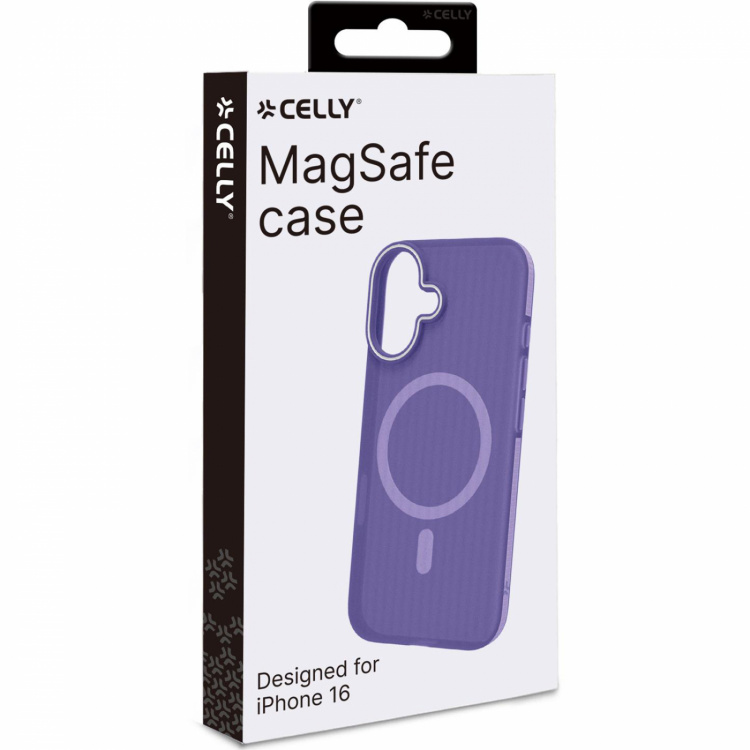Celly Magsuit MagSafe-kompatibelt skal iPhone 16 semi-transparent Lila Celly Magsuit MagSafe-kompatibelt skal iPhone 16 semi-transparent Lila