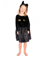 Den Goda Fen Black Cat dress w. Head Piece (98-104 cm) (F77010)