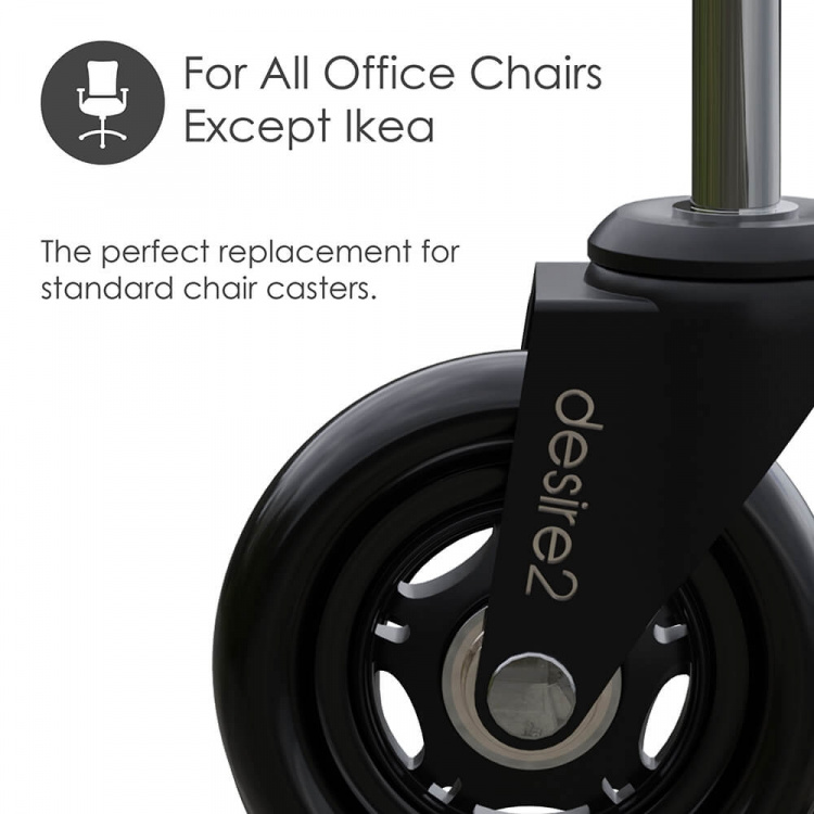 Desire2 Rubber Casters 22mm For Universal Chairs 5-pk Desire2 Rubber Casters 22mm For Universal Chairs 5-pk