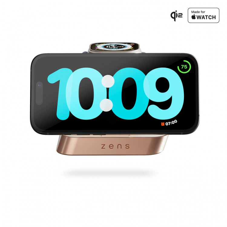 Zens Wireless Charger Nightstand Pro 2 Qi2 Copper