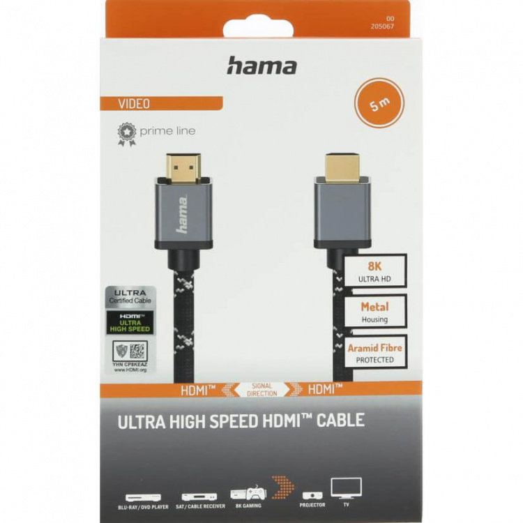 Hama Cable HDMI Ultra High Speed 8K 48Gbit/s Metal Gold 5.0m Hama Cable HDMI Ultra High Speed 8K 48Gbit/s Metal Gold 5.0m