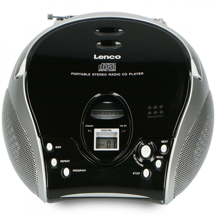 Lenco Portable stereo FM radio with CD player Black/silver