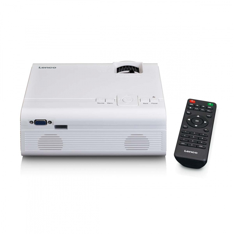 Lenco LCD Projector with high resolution, supports Full HD 1080P content White