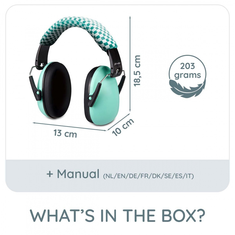 Alecto Earmuffs for babies and toddlers Green