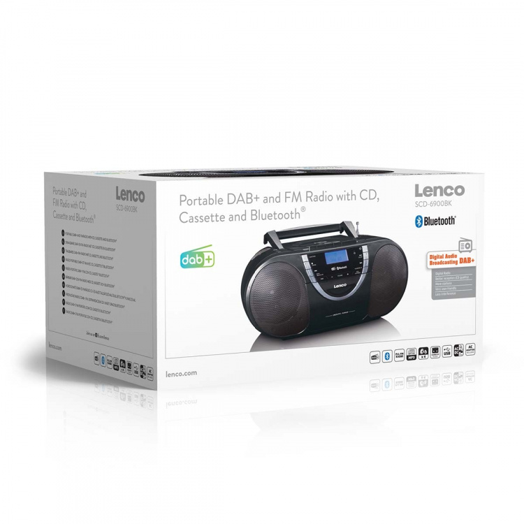 Lenco Portable DAB+ and FM Radio with CD Cassette and Bluetooth® Black