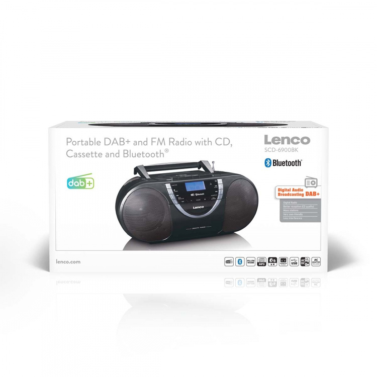 Lenco Portable DAB+ and FM Radio with CD Cassette and Bluetooth® Black