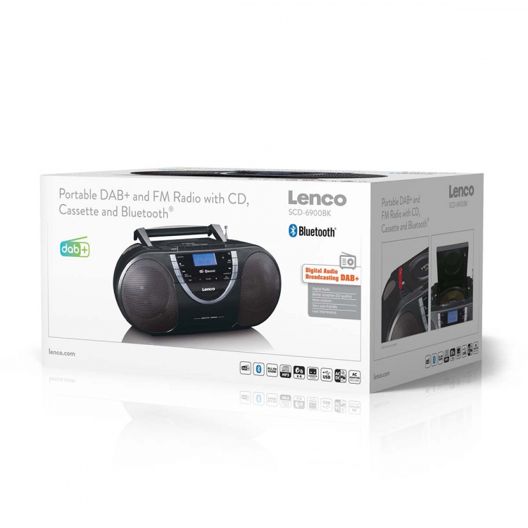 Lenco Portable DAB+ and FM Radio with CD Cassette and Bluetooth® Black