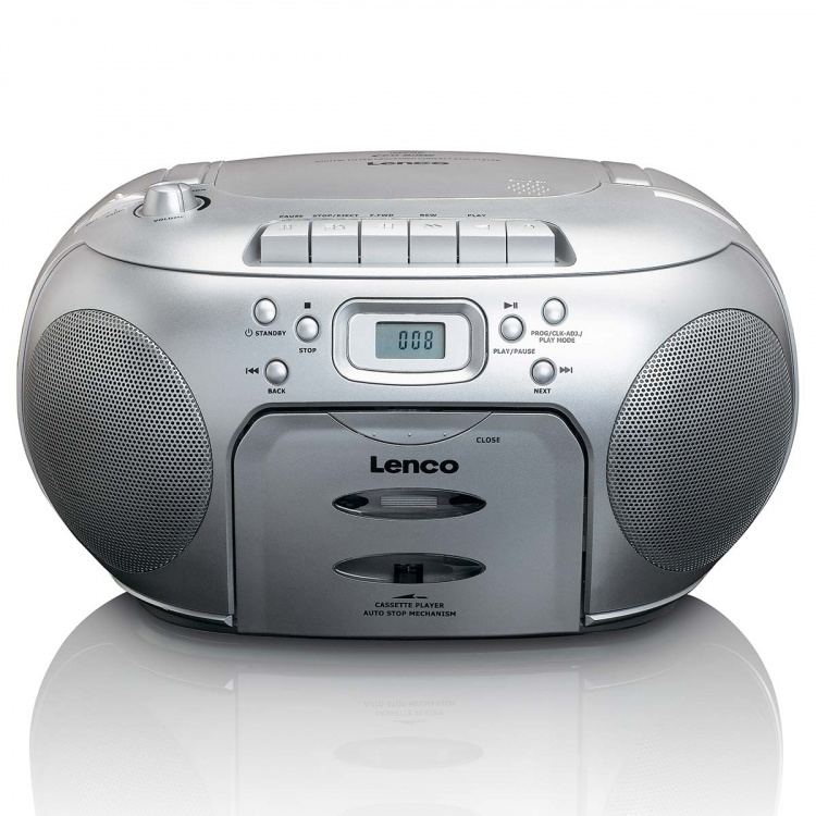 Lenco Portable FM Radio CD Cassette player Silver