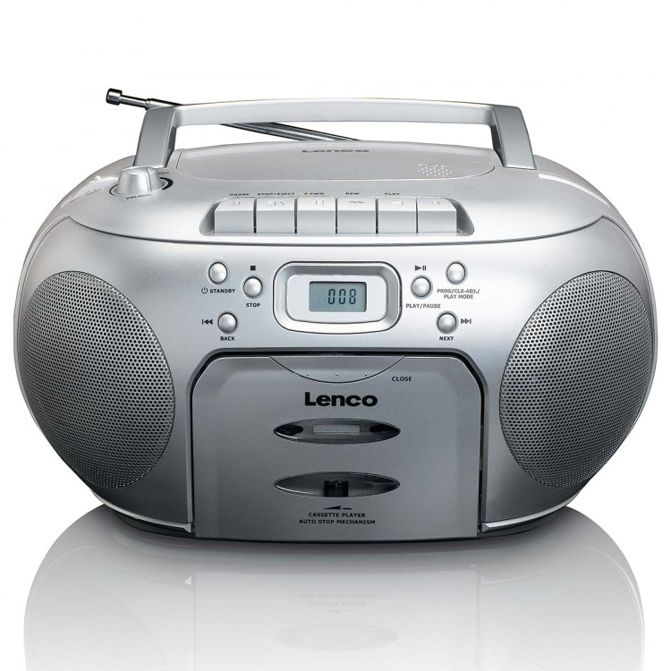 Lenco Portable FM Radio CD Cassette player Silver