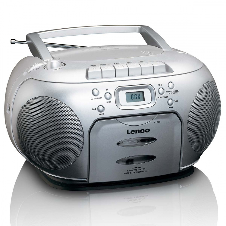 Lenco Portable FM Radio CD Cassette player Silver