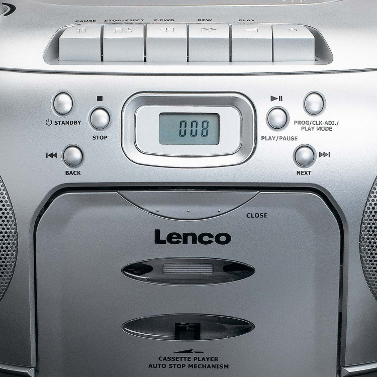 Lenco Portable FM Radio CD Cassette player Silver