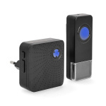 Nedis Wireless Doorbell Set | Mains Powered | 100 - 240 V AC 50/60 Hz | 1x 23A 12V | Volume: 110 dB | Signal range: 150 m | IP55 | Adjustable volume | 58 Melodies | 1 Receiver | Black