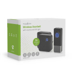 Nedis Wireless Doorbell Set | Mains Powered | 100 - 240 V AC 50/60 Hz | 1x 23A 12V | Volume: 110 dB | Signal range: 150 m | IP55 | Adjustable volume | 58 Melodies | 2 Receivers | Black