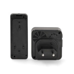 Nedis Wireless Doorbell Set | Mains Powered | 100 - 240 V AC 50/60 Hz | 1x 23A 12V | Volume: 110 dB | Signal range: 150 m | IP55 | Adjustable volume | 58 Melodies | 2 Receivers | Black