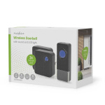 Nedis Wireless Doorbell Set | Mains Powered | 100 - 240 V AC 50/60 Hz | 1x 23A 12V | Volume: 110 dB | Signal range: 150 m | IP55 | Adjustable volume | 58 Melodies | 2 Receivers | Black