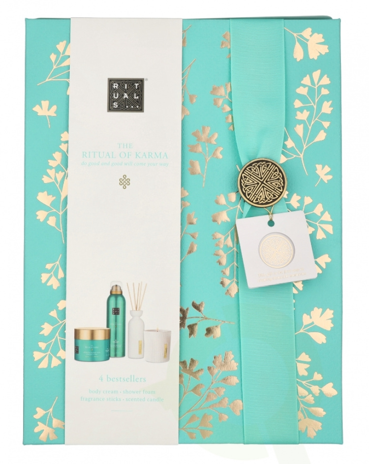 Rituals Karma Large Set 610 ml Scented Candle 140 ml/48h Hydrating Body Cream 200 ml/Mini Fragrance Sticks 70 ml/Foaming Shower Gel 200 ml