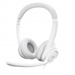 Logitech H390 Wired Headset for PC/Laptop, Stereo Headphones with Noise Cancelling Microphone, USB-A WHITE