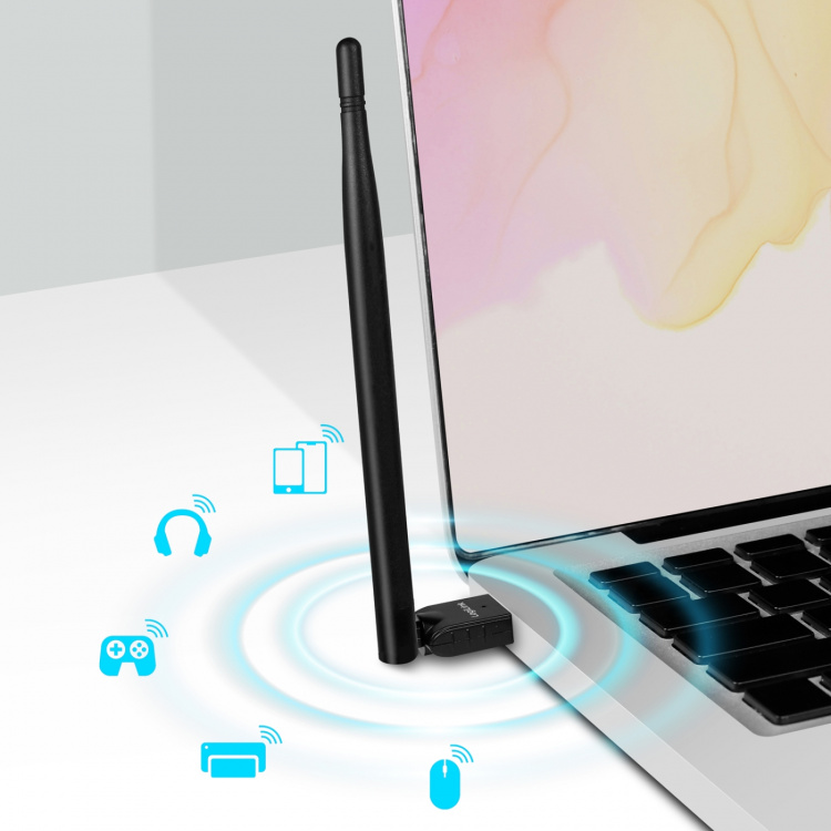 LogiLink USB-adapter Bluetooth 5.3 med antenn 150 m