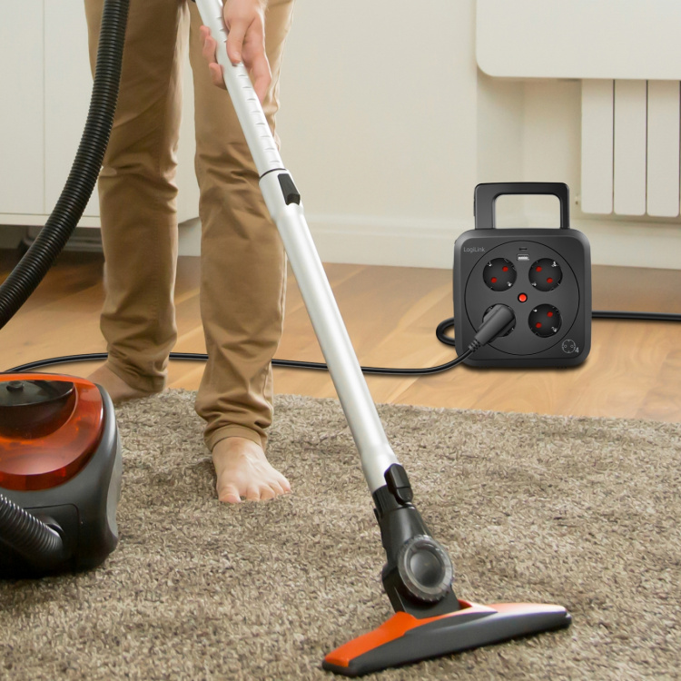 LogiLink Kabelvinda 5 meter 4 jordade uttag + USB-A/USB-C 20W IP20 LogiLink Kabelvinda 5 meter 4 jordade uttag + USB-A/USB-C 20W IP20