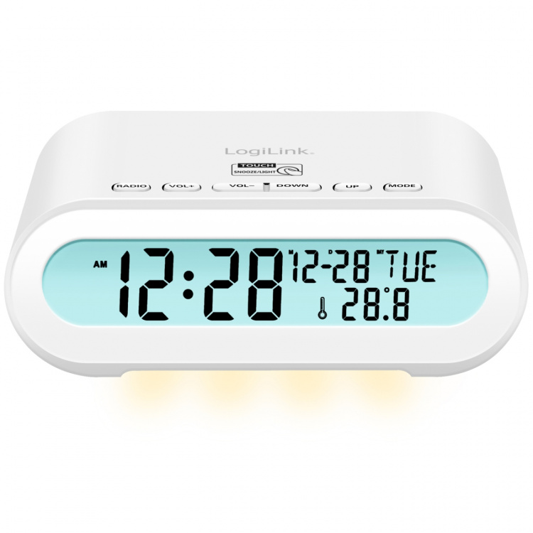 LogiLink Klockradio Temp/Luftfuktighet USB-C/Batteridrift Vit