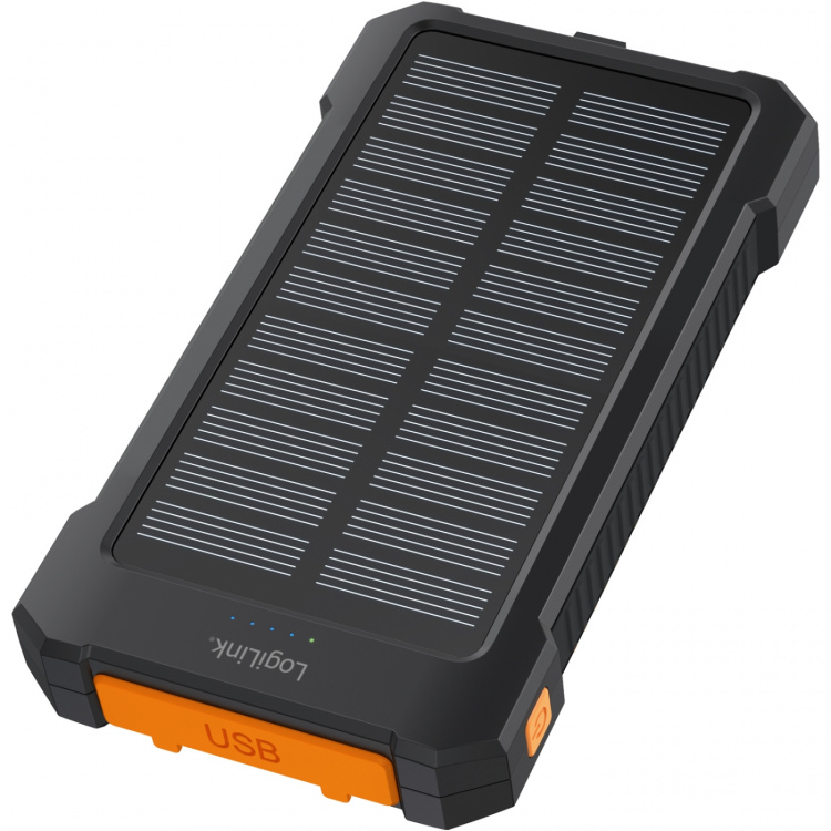 LogiLink Solcells-Powerbank 10.000mAh 2xUSB-A + USB-C in/ut 12W LogiLink Solcells-Powerbank 10.000mAh 2xUSB-A + USB-C in/ut 12W