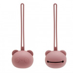 Magni Teddy pacifier pouch in silicone - dusty rose (5558)