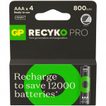 GP Battery Recyko Pro NiMH AAA HR03 800mAh 4-Pack