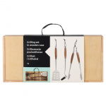 Mustang Grill Set Grilling Set Wooden Box 3pcs Mustang Grill Set Grilling Set Wooden Box 3pcs