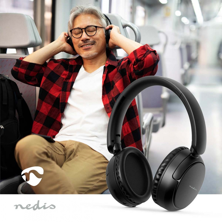 Nedis Wireless Over-Ear Headphones | Battery play time: 12 hrs | Built-in microphone | Press Control | Voice control support | Volume control | Black Nedis Wireless Over-Ear Headphones | Battery play time: 12 hrs | Built-in microphone | Press Control | Voice control support | Volume control | Black