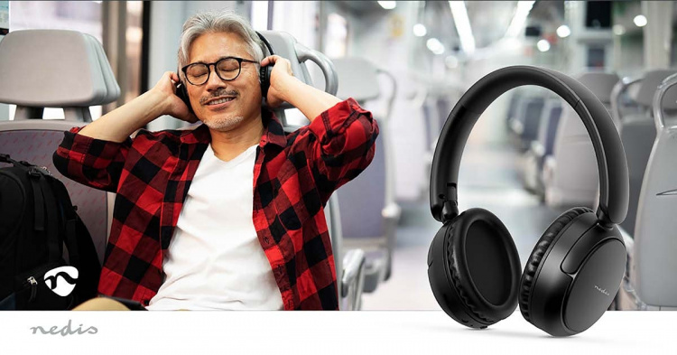 Nedis Wireless Over-Ear Headphones | Battery play time: 12 hrs | Built-in microphone | Press Control | Voice control support | Volume control | Black Nedis Wireless Over-Ear Headphones | Battery play time: 12 hrs | Built-in microphone | Press Control | Voice control support | Volume control | Black