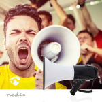 Nedis Megaphone | Maximum range: 1500 m | Volume control: 120 dB | Detachable Microphone | Built-in siren | Bluetooth® | Recording function | USB playback | Shoulder strap | Black / White Nedis Megaphone | Maximum range: 1500 m | Volume control: 120 dB | Detachable Microphone | Built-in siren | Bluetooth® | Recording function | USB playback | Shoulder strap | Black / White