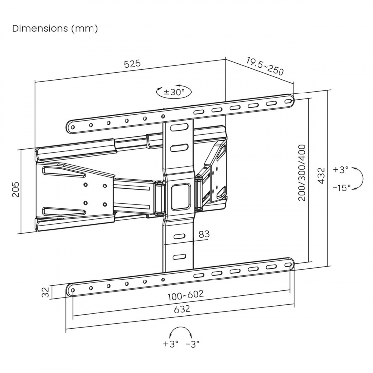 Nedis Full Motion TV Wall Mount | 43 - 90  Nedis Full Motion TV Wall Mount | 43 - 90