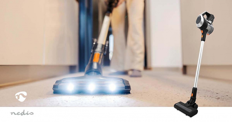 Nedis Stick Vacuum Cleaner | 130 W | 25.9 VAC | Motorized Brush with Integrated Lighting | 10000 Pa | HEPA air filter | Black / Orange Nedis Stick Vacuum Cleaner | 130 W | 25.9 VAC | Motorized Brush with Integrated Lighting | 10000 Pa | HEPA air filter | Black / Orange