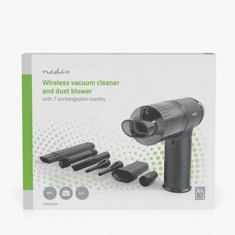 Nedis Handheld Vacuum Cleaner | Air blower | 90 W | Rechargeable | Dry | Li-Ion | Black Nedis Handheld Vacuum Cleaner | Air blower | 90 W | Rechargeable | Dry | Li-Ion | Black