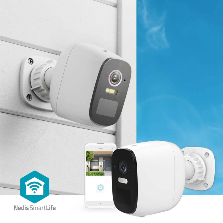 Nedis SmartLife Outdoor Camera | 4MP Quad HD 1440p / 2560x1440 | IP66 | Max. battery life: 10 Months | Cloud Storage (optional) / microSD (not included) | 5 V DC | With motion sensor | Night vision | White Nedis SmartLife Outdoor Camera | 4MP Quad HD 1440p / 2560x1440 | IP66 | Max. battery life: 10 Months | Cloud Storage (optional) / microSD (not included) | 5 V DC | With motion sensor | Night vision | White