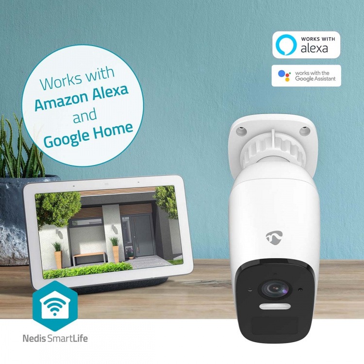 Nedis SmartLife Outdoor Camera | 4MP Quad HD 1440p / 2560x1440 | IP66 | Max. battery life: 10 Months | Cloud Storage (optional) / microSD (not included) | 5 V DC | With motion sensor | Night vision | White Nedis SmartLife Outdoor Camera | 4MP Quad HD 1440p / 2560x1440 | IP66 | Max. battery life: 10 Months | Cloud Storage (optional) / microSD (not included) | 5 V DC | With motion sensor | Night vision | White