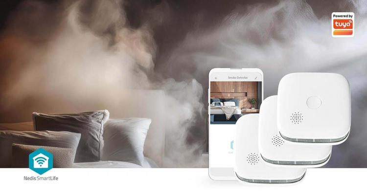 Nedis SmartLife Smoke Detector | Battery Powered | Sensor life cycle: 10 year | EN 14604 | Max. battery life: 24 Months | 85 dB | White | 3 pcs
