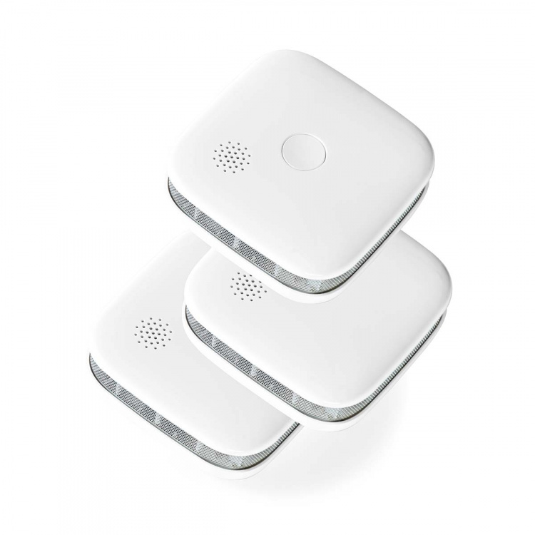 Nedis SmartLife Smoke Detector | Battery Powered | Sensor life cycle: 10 year | EN 14604 | Max. battery life: 24 Months | 85 dB | White | 3 pcs