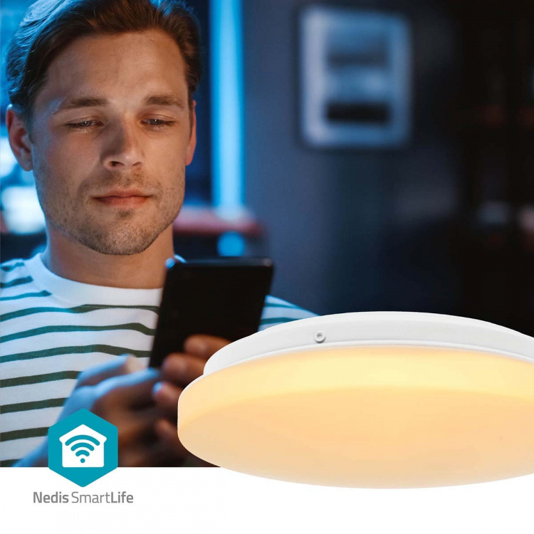 Nedis SmartLife Ceiling Light | RGB / Warm to Cool White | Round | Diameter: 260 mm | 1820 lm | 2700 - 6500 K | IP44 | Energy class: F | Android™ / IOS