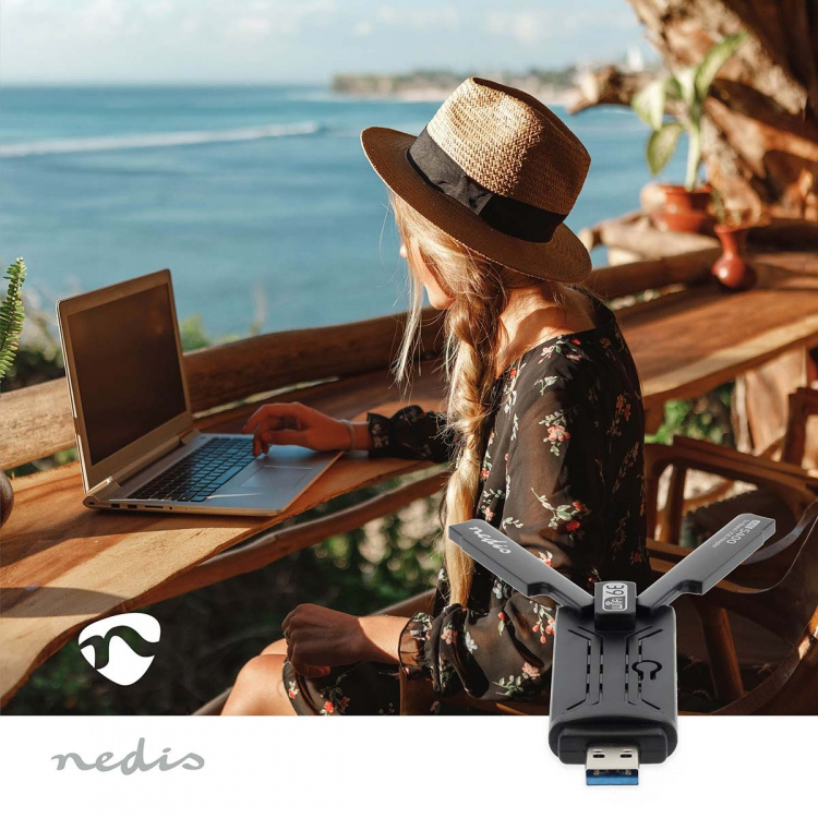 Nedis Network Dongle | Wi-Fi | AX5400 | 2.4/5/6 GHz (Triple Band) | USB3.0 | Wi-Fi speed total: 5400 Mbps | Windows 10 / Windows 11 Nedis Network Dongle | Wi-Fi | AX5400 | 2.4/5/6 GHz (Triple Band) | USB3.0 | Wi-Fi speed total: 5400 Mbps | Windows 10 / Windows 11