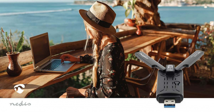 Nedis Network Dongle | Wi-Fi | AX5400 | 2.4/5/6 GHz (Triple Band) | USB3.0 | Wi-Fi speed total: 5400 Mbps | Windows 10 / Windows 11 Nedis Network Dongle | Wi-Fi | AX5400 | 2.4/5/6 GHz (Triple Band) | USB3.0 | Wi-Fi speed total: 5400 Mbps | Windows 10 / Windows 11