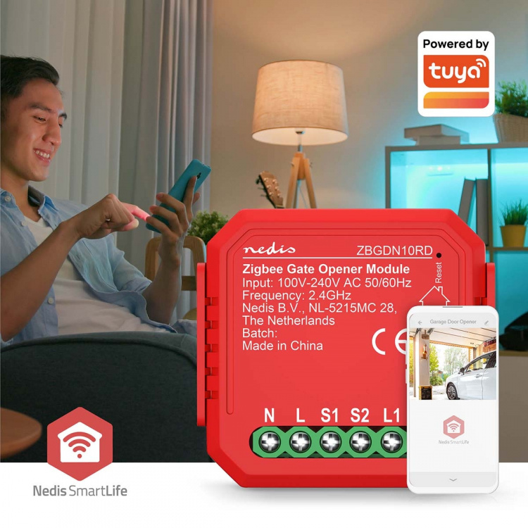 Nedis SmartLife Power Switch | Garage Door Opener | 2.5 W | Terminal Connection | App available for: Android™ / IOS