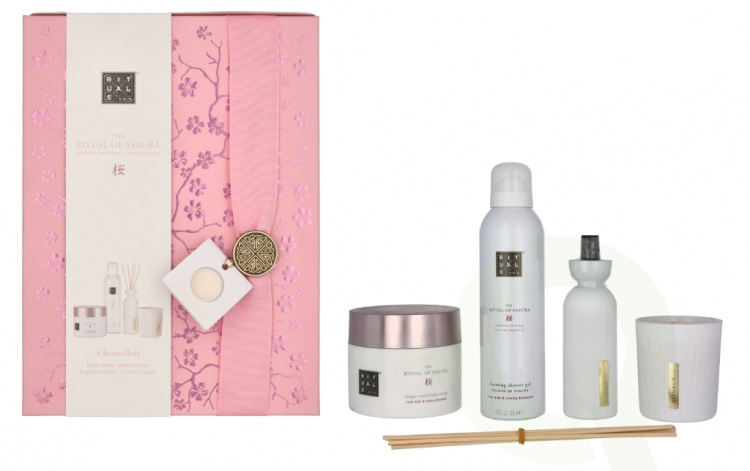 Rituals Sakura Set 610 ml Scented Candle 140ml/Mini Fragrance Sticks 70ml/Foaming Shower Gel 200ml/Body Cream 200ml