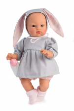 ASI Koke doll in gray dress with a hood with rabbit ears