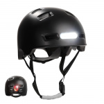 Crazy Safety Urban bicycle and skater helmet with front and rear lights - Black - M (54-57cm)